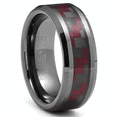 thumbnail image 1 of Mens Gunmetal Tungsten Carbide Ring Black Red Carbon Fiber Inlay Wedding Band 8MM, 1 of 6