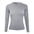 thumbnail image 4 of T-shirt Côtelé à Manches Longues Extensible à Col Ras du Cou pour Femmes Ajusté Décontracté Basique, 4 of 5