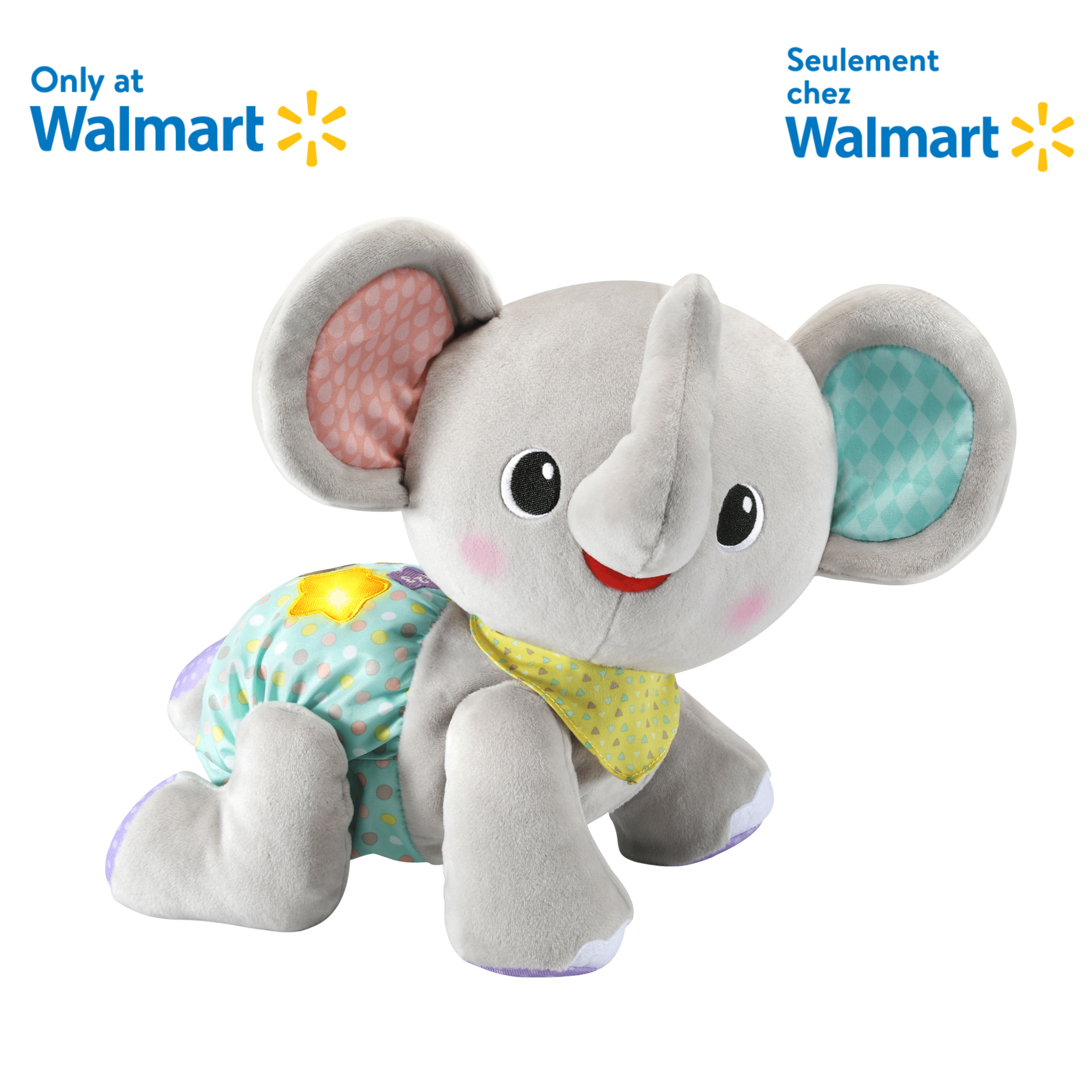 VTech Explore & Crawl Elephant - Interactive Plush Baby and Toddler Toy - Walmart Exclusive -French Version