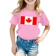 thumbnail image 4 of T-shirt à Manches Courtes pour Filles de la Fête du Canada, Col Rond d'Été, Coupe Décontractée, Chandails de Base, 4 of 4