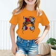 thumbnail image 2 of LUOGENLI T-Shirt pour Filles Enfant Filles Mignon Imprimé Graphique Col Rond Manche Courte Tee Été Décontracté T-Shirt Maxi Chemises pour Filles Été Coton Orange 9-10 Ans, 2 of 5