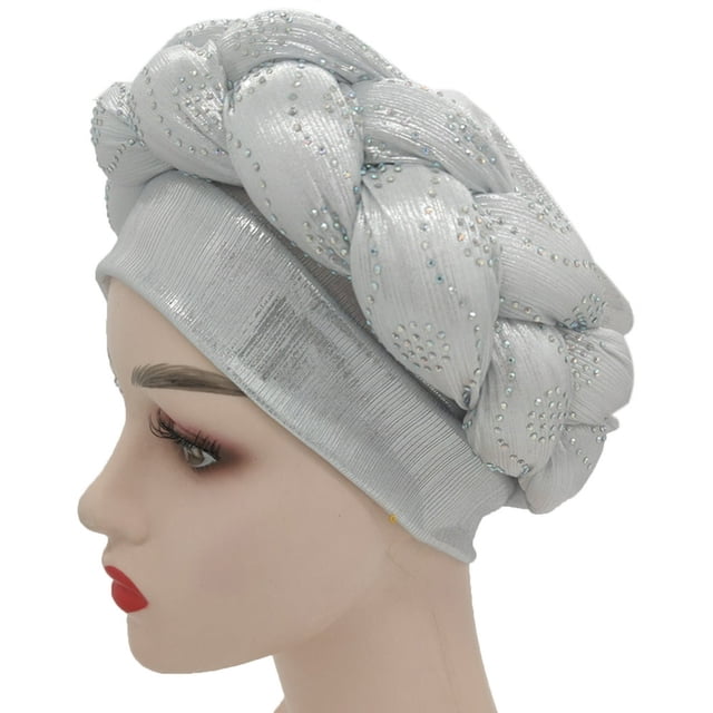 Turban Multicolored Good Elasticity Women Thick Braids Design Turban Cap for Christmas