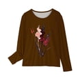thumbnail image 4 of RXIRUCGD Chemises à Manches Longues pour Filles, Col Rond Mignon, Blouses Décontractées Élégantes (Marron, Taille : 5 Ans), 4 of 5