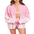 thumbnail image 1 of Veste en Denim Effiloché Surdimensionnée pour Femmes Caitzr, Veste en Jean Décontractée Style Boyfriend, 1 of 7