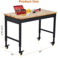 thumbnail image 4 of GloryStar Établi 60 Pouces x 22 Pouces pour Garage, Poste de Travail Robuste avec Prises de Courant, Table d'Atelier Polyvalente en Bois de Caoutchouc avec 4 Roues Verrouillables, Établi en Bois Dur pour Atelier - Capacité de Charge de 2000 Lb, 4 of 7
