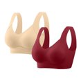 thumbnail image 1 of HongQid 2PCS No Underwire Bra for Women Seamless Plus Sized Bralettes Everyday Basic Sleeping Wireless Bras, 1 of 9
