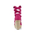 thumbnail image 4 of BLISSFUL STEP Chaussures pour Femmes Espadrilles à Lacets Sandales Compensées à Plateforme Rose Vif 7,5, 4 of 8