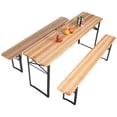 thumbnail image 1 of Patiojoy 70" 3-Piece Folding Beer Table Wooden Portable Picnic Seating Set, 1 of 8