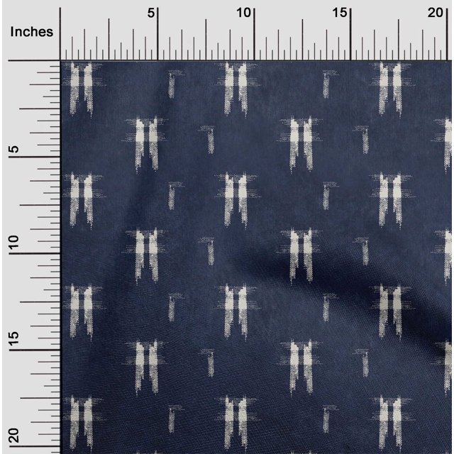 oneOone Silk Tabby Fabric Ikat Style Kasuri Printed Craft Fabric BTY 42 Inch Wide