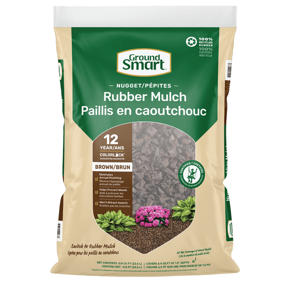 GroundSmart Brown Rubber Mulch 0.8 Cu. ft. Bag