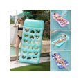 thumbnail image 1 of 1pc PVC Pillow Hole Floating Drainage Chair, Printed Leaf Pattern, Recliner Chair Moon Long Floating Bed, Pool Float Beach Essentials, Blue, 1 of 5