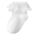 thumbnail image 1 of Zanarzt Girl Ruffle Dress Ankle Socks Baby Socks Spring and Fall Cotton Baby Socks Lace Stretch Boneless Girls Lace Lace Mid Calf Socks White,9-12 Years, 1 of 6