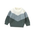 thumbnail image 1 of Faithtur Baby Knit Sweaters Cute Long Sleeve Round Neck Contrast Color Pullover Tops Toddler Sweatshirts, 1 of 9