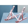 thumbnail image 1 of Support d'Ordinateur Portable Réglable à 6 Niveaux, Support d'Ordinateur Portable Portable en Alliage d'Aluminium, Pliable, Antidérapant, Porte-Cahier, Or Rose, 1 of 8