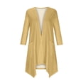 thumbnail image 4 of Mrat Sheer Cardigan for Womens 3/4 Sleeve Tops with Pocket Solid Irregular Flowy Jacket S-86 Yellow 4XL, 4 of 5