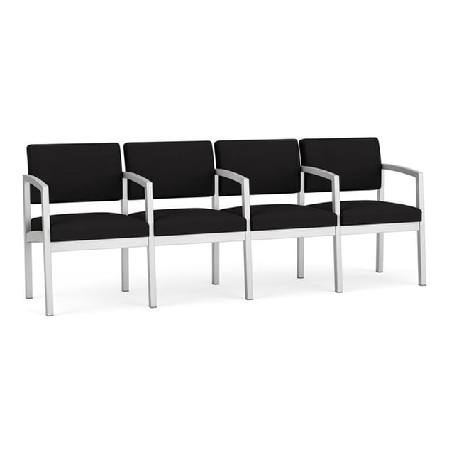 Lenox Steel Reception Waiting Room 4 Seats Chair / Silver Steel / Black