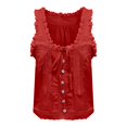thumbnail image 5 of Timegard Tank Top for Women Lace U Neck Drawstring Sleeveless Ruched Button Summer Fashion Casual Tee, 5 of 5