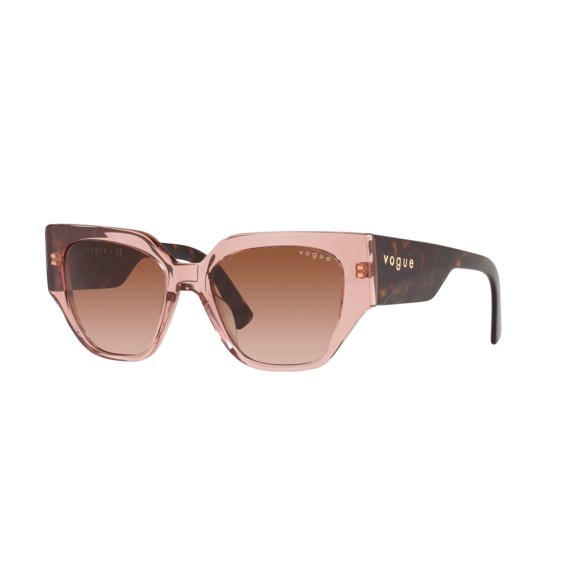 Vogue Eyewear Woman Sunglasses Transparent Pink Frame, Brown Gradient Lenses, 52MM