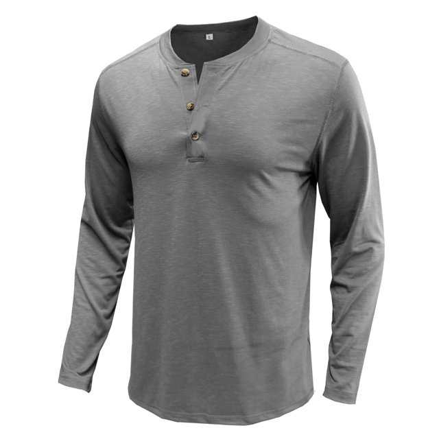 CEHVOM Men Long-Sleeve Beefy Muscle Basic Solid Pure Color Blouse Tee Shirt Top