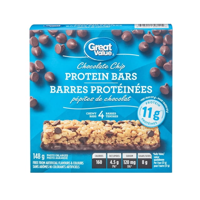 Barres protéinées pépites de chocolat Great Value