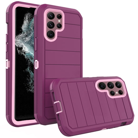 Asuwish Phone Case for Samsung Galaxy S22 Ultra 5G Hybrid Rugged Shockproof Hard Protective Drop Proof Full Body Heavy Duty Mobile Cell Cover S22ultra 22S S 22 S22ultra5g 6.8 Women Men Purple