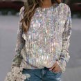 thumbnail image 1 of DPTALR Chandail à Col Rond Imprimé pour Femmes, Manches Longues, Blouse Confortable, 1 of 5