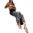 thumbnail image 4 of Wangsaura Robe Longue pour Femmes, Robe Sans Manches à Bretelles Spaghetti avec Nœud Contrasté, 4 of 5