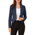 thumbnail image 1 of Blazer de Travail pour Femme Sans Col, Veste de Tailleur Chic Décontracté, Blazer Court, TG, Bleu Marine, 1 of 8