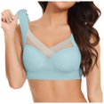 thumbnail image 1 of Hjtefg Plus Size Bralette - Wireless Adjustable Support, Side-Smoothing Full Coverage,Color: Light Blue Size: 3XL, 1 of 6