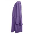 thumbnail image 4 of Meichang Robes en Coton et Lin pour Femmes Grande Taille Col Rond Manches Courtes Mini Robes Unies Décontractées Amples T-Shirts Robes Été Plissées à Taille Fluide Robes Violet m, 4 of 5