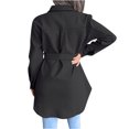 thumbnail image 4 of IROINID Women's Mid-Length Woolen Jacket Solid Color Long Sleeve Comfy Autumn And Winter Single-breasted Woolen Coat, Black, 4 of 6