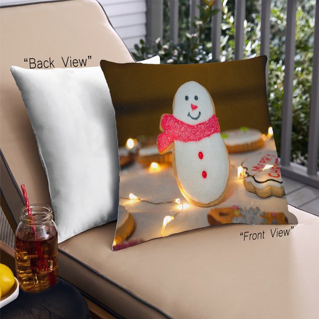 Ahgly Company Snowman Coussin Décoratif d'Extérieur, 18 Po X 18 Po