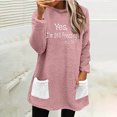 thumbnail image 2 of Penkiiy Chandails en Molleton Doublés Sherpa pour Femmes Col Rond Chandail Molletonné Chaud d'Hiver avec Poches 2024 L Rose, 2 of 6