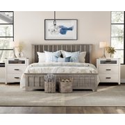 WAMPAT Tall Nightstand, 2 Pieces, 6 Drawer Bedside Table, Bedroom, Living Room End Tables with Chest of Drawers, Antique White