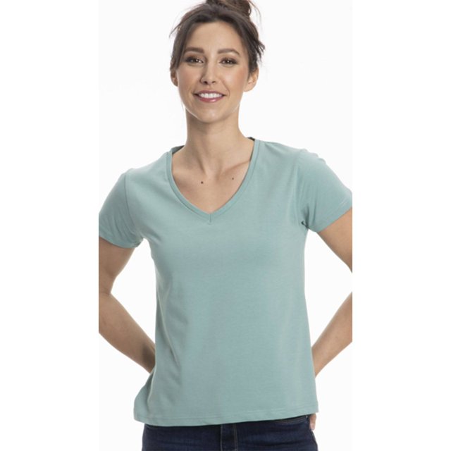 Sierra Socks T-Shirts à Col en V pour Femmes (L, Aquaverde)