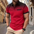 thumbnail image 2 of Male Spring and Summer Workout Shirts for Men Breathable Short Sleeve T Custom T Shirts for Men Shirt Solid Color Button Heart Shirt Lapel Pocket Bottoming Shirt, 2 of 4