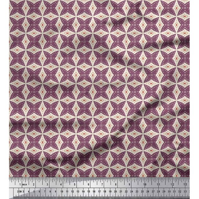 Soimoi Poly Georgette Fabric Dot & Floral Small Printed Craft Fabric by The Yard 42 Inch Wide