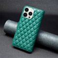 thumbnail image 4 of iPhone 14 Wallet Case Premium Handmade PU Leather Phone Case Card Slots Magnetic Closure Zipper Pocket Kickstand Flip Case with Hand Strap for iPhone 14 - Green, 4 of 5