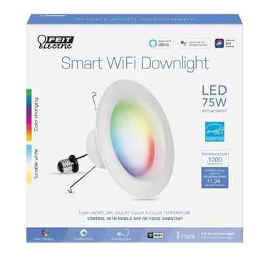 Feit Smart WiFi Integrated LED 5-in or 6-in 75-Watt Equivalent White Round Dimmable Recessed Downlight