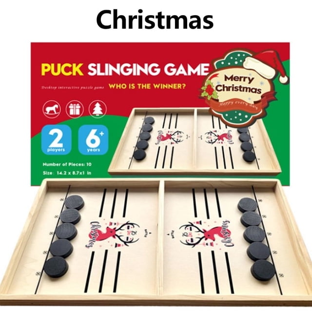 Fun Game Fast Sling Puck Game Wooden Board Table Hockey Family Party Toys