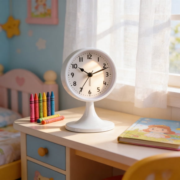 Minimal Round Table Clock Silent Quartz Desk Clock for Bedroom Living Room Office Shelf Home Decor Modern Mantel Nightstand Gift Table Decor Timepiece Quiet Home Clock Gift Tabletop Decor Gift Pack