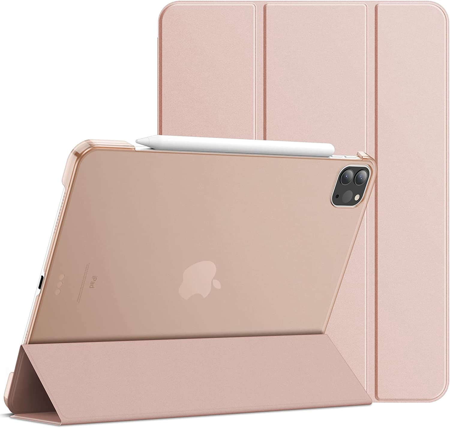 Case for iPad Pro 12.9 Inch Case, (2022/2021/2020, 6th/5th/4th Generation), Convenient Magnetic Attachment, Two-Way Stand, Full Pencil 2 Support, Rebound Folio Stand Cover Case - Rose Gold