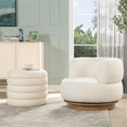 thumbnail image 3 of Fuji 22" Upholstered Boucle Round Storage Ottoman Ivory White, 3 of 9