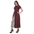 thumbnail image 2 of Moomaya Robe Tunique à Fente avant pour Femmes, Manches Courtes, Kurti Imprimée, Tenue d'Été, 2 of 5