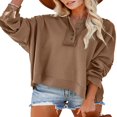 thumbnail image 1 of Ladies‘ Fall Solid Color Long Sleeve Button Down Casual Hoodie, 1 of 3