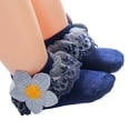 thumbnail image 3 of Infant Baby Girls Ruffle Socks, Sweet Eyelet Frilly Lace Princess Ankle Socks with Sunflower Applique, 3 of 5