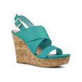 thumbnail image 1 of BLISSFUL STEP Sandales à Talons Compensés pour Femmes à Plateforme avec Bride à la Cheville Sandales Vert Lac 9, 1 of 7