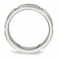 thumbnail image 2 of Stainless Steel Brushed and Polished Grooved/Ridged Edge CZ Ring 10.5 Size, 2 of 6