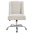 thumbnail image 2 of Linon Draper Upholstered Swivel Office Chair in Cream Sherpa, 2 of 15