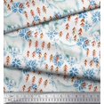 thumbnail image 3 of Soimoi Rayon Fabric Snowflake & Polar Bear Animal Printed Fabric 1 Yard 42 Inch Wide, 3 of 5